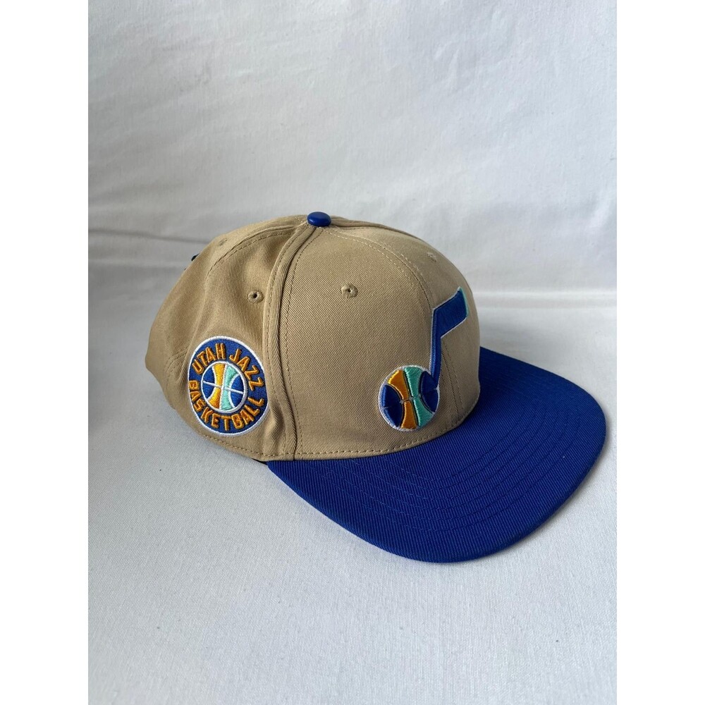NBA Pro Standard Utah Jazz Logo UV Snapback Hat Khaki Brown/Blue